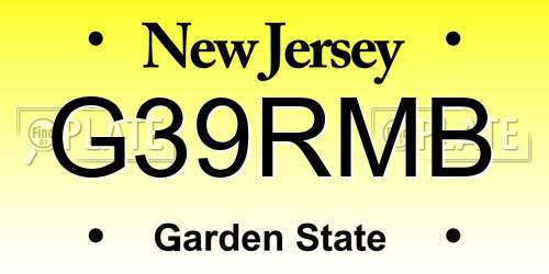 G39RMB New Jersey License Plate