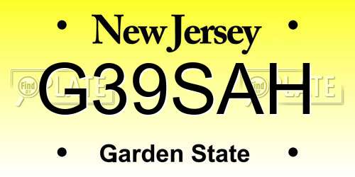 G39SAH New Jersey License Plate