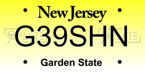 G39SHN New Jersey License Plate