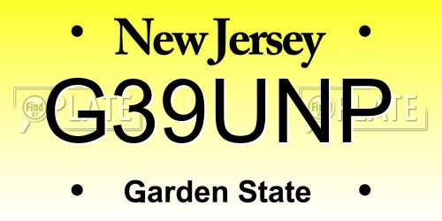 G39UNP New Jersey License Plate