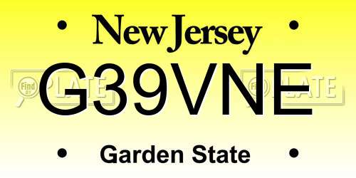 G39VNE New Jersey License Plate