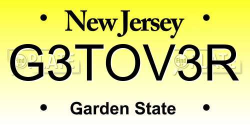 G3TOV3R New Jersey License Plate