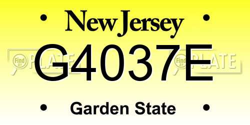 G4037E New Jersey License Plate