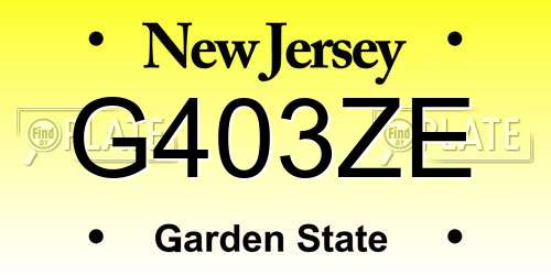 G403ZE New Jersey License Plate