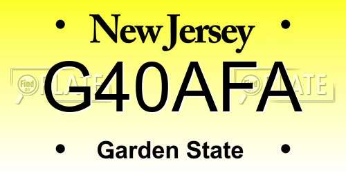 G40AFA New Jersey License Plate