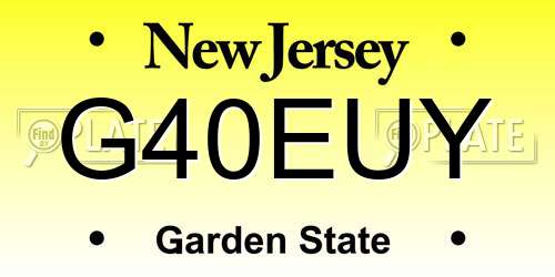 G40EUY New Jersey License Plate