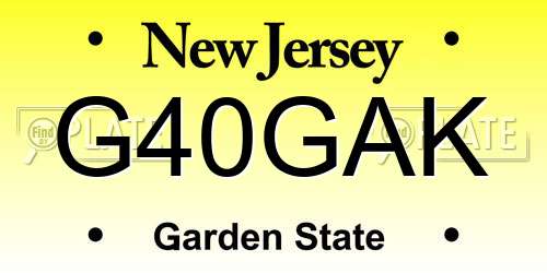 G40GAK New Jersey License Plate