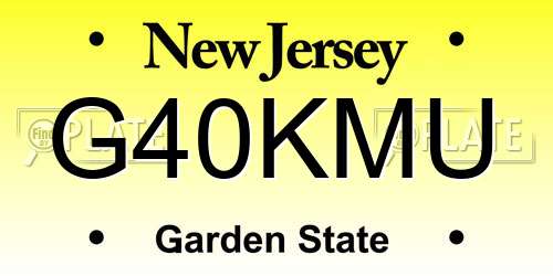 G40KMU New Jersey License Plate