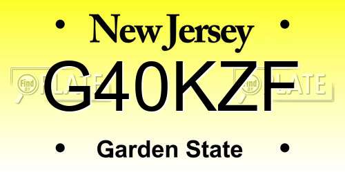 G40KZF New Jersey License Plate