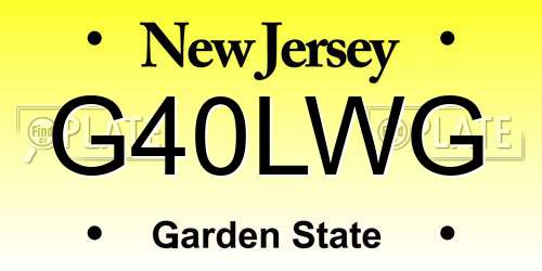 G40LWG New Jersey License Plate
