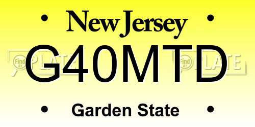 G40MTD New Jersey License Plate