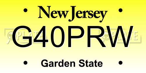 G40PRW New Jersey License Plate
