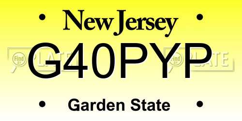 G40PYP New Jersey License Plate
