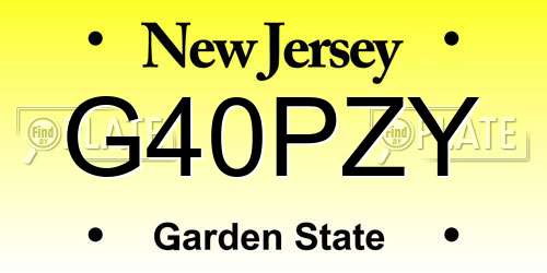 G40PZY New Jersey License Plate