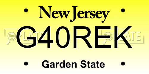 G40REK New Jersey License Plate