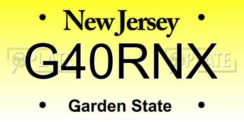 G40RNX New Jersey License Plate
