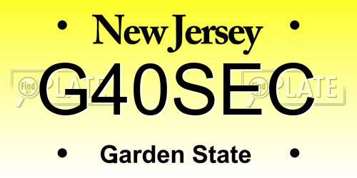 G40SEC New Jersey License Plate