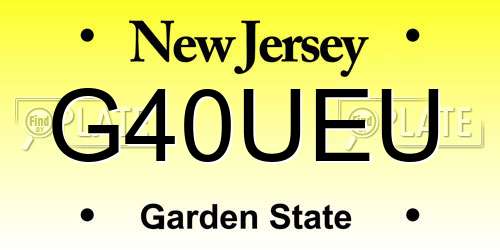G40UEU New Jersey License Plate