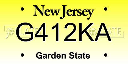 G412KA New Jersey License Plate