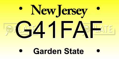 G41FAF New Jersey License Plate