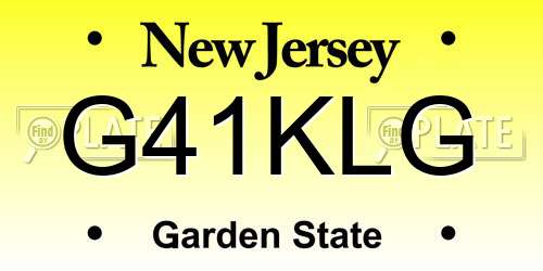 G41KLG New Jersey License Plate