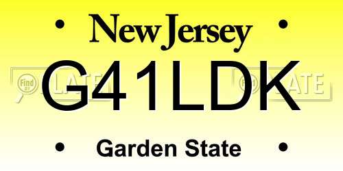 G41LDK New Jersey License Plate