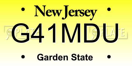 G41MDU New Jersey License Plate