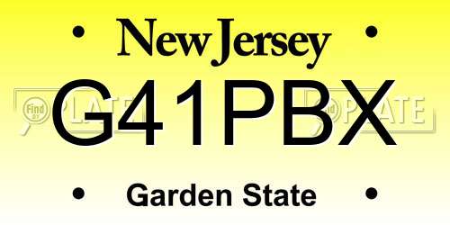 G41PBX New Jersey License Plate