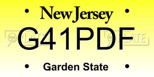 G41PDF New Jersey License Plate