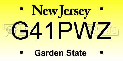 G41PWZ New Jersey License Plate