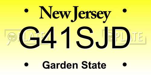 G41SJD New Jersey License Plate