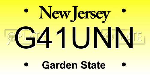G41UNN New Jersey License Plate