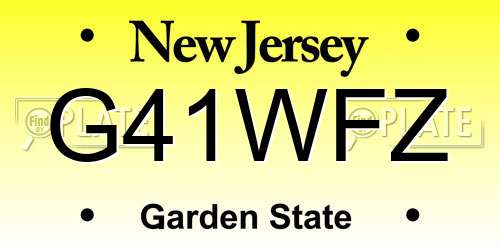 G41WFZ New Jersey License Plate