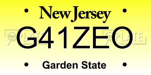 G41ZEO New Jersey License Plate