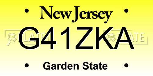 G41ZKA New Jersey License Plate