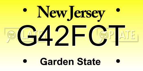 G42FCT New Jersey License Plate
