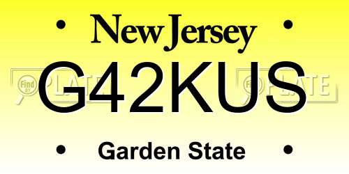 G42KUS New Jersey License Plate