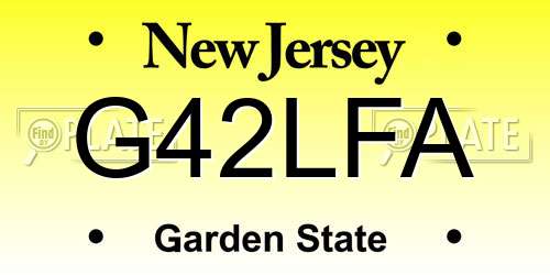 G42LFA New Jersey License Plate
