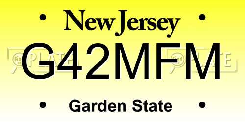G42MFM New Jersey License Plate