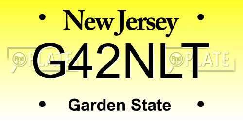 G42NLT New Jersey License Plate
