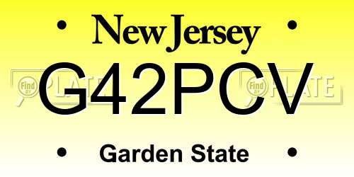 G42PCV New Jersey License Plate
