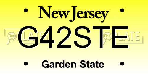 G42STE New Jersey License Plate