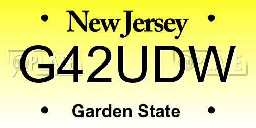 G42UDW New Jersey License Plate