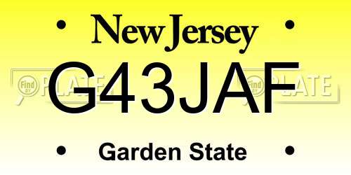G43JAF New Jersey License Plate