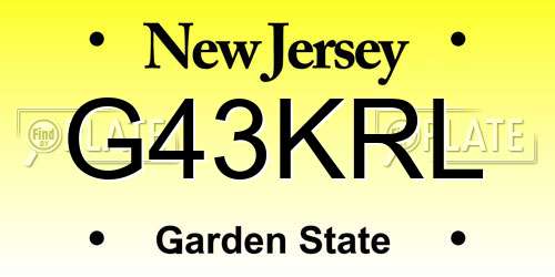 G43KRL New Jersey License Plate