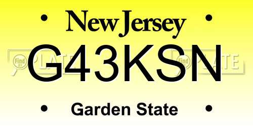 G43KSN New Jersey License Plate