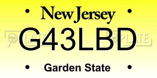 G43LBD New Jersey License Plate