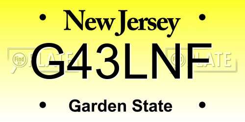 G43LNF New Jersey License Plate
