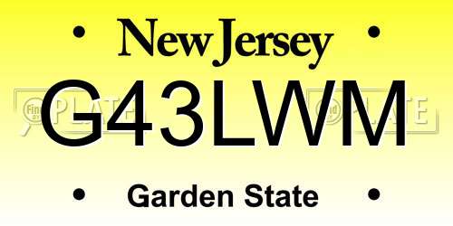 G43LWM New Jersey License Plate