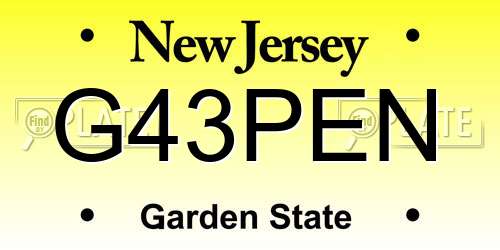 G43PEN New Jersey License Plate
